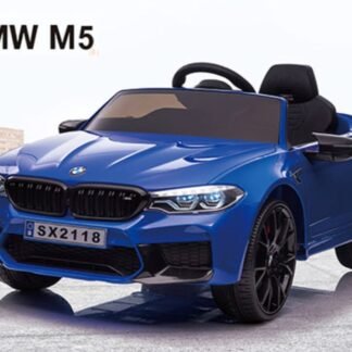 VENTA COCHE NIÑOS BMW M5, 12V, asiento cuero, RUEDAS goma, RC, AZUL  INDA422-AC-SX2118B
